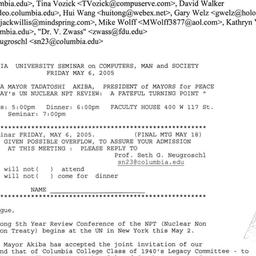 Announcements, 2005-05-06. ...