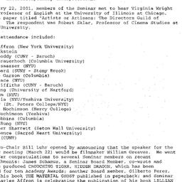 Minutes, 2001-02-22. Cinema...