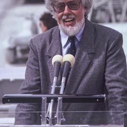 James Wines at podium with ...
