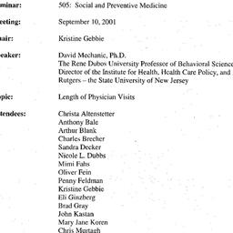 Minutes, 2001-09-10. Social...