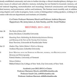 Schedules, Cultural Memory,...