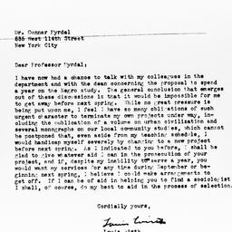 Letter from Louis Wirth to ...