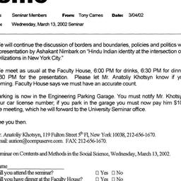 Announcements, 2002-03-13. ...