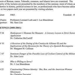 Schedules, Law and Politics...
