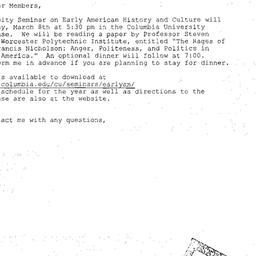 Announcements, 2005-03-08. ...
