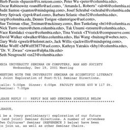 Announcements, 2001-12-19. ...
