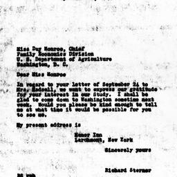 Letter from Richard Sterner...