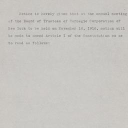 Board Meeting, 11/16/1916