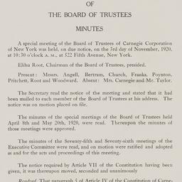 Board Meeting, 11/3/1920