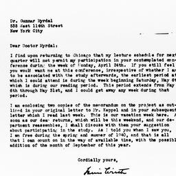 Letter from Louis Wirth to ...