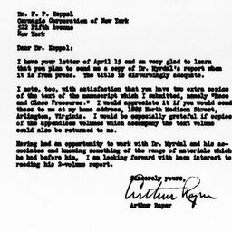 Letter from Arthur Raper to...