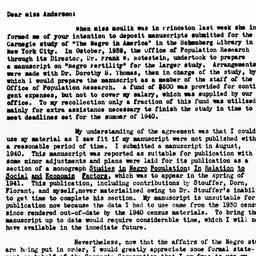 Letter from Dudley Kirk to ...