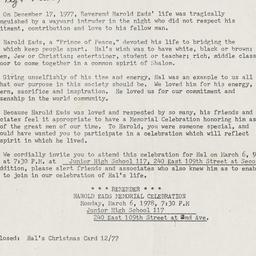 Invitation to Harold Eads M...