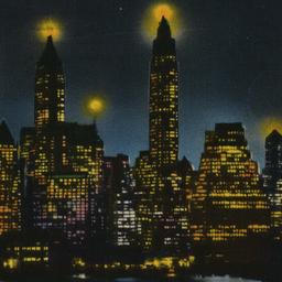 New York City Skyline at Ni...