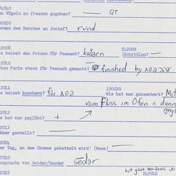 Western questionnaire, answ...