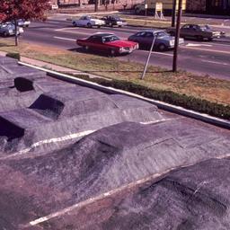 Aerial view, submerged cars.