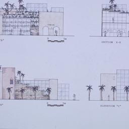 Elevation A, B and C. Secti...