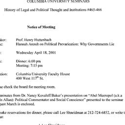 Announcements, 2001-04-18. ...