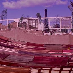 View over fabric roof towar...