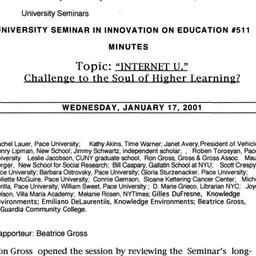 Minutes, 2001-01-17. Innova...