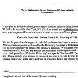 Announcements, 2001-10-12. ...