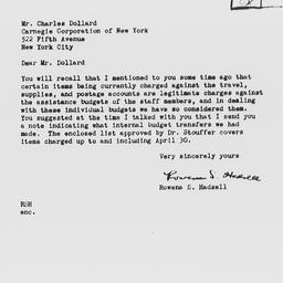 Letter from Rowena S. Hadse...