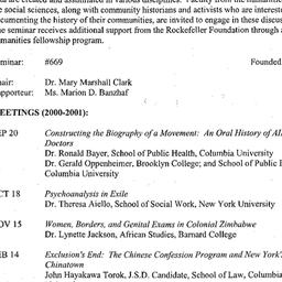 Schedules, Oral History: Th...