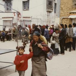 Elderly woman and young gir...