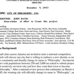 Minutes, 2003-12-09. Innova...