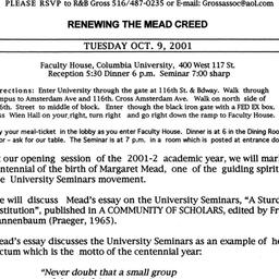 Announcements, 2001-10-09. ...