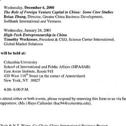 Announcements, 2000-12-06. ...