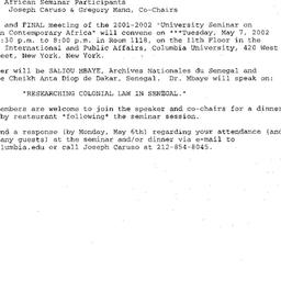 Announcements, 2002-05-07. ...