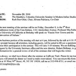 Announcements, 2000-12-08. ...