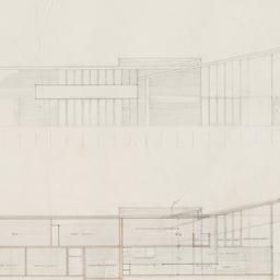 Longitudinal section, eleva...