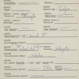 Western questionnaire, answ...