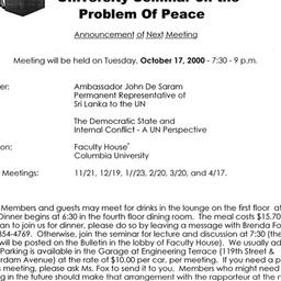 Announcements, 2000-10-17. ...