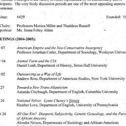 Schedules, American Studies...