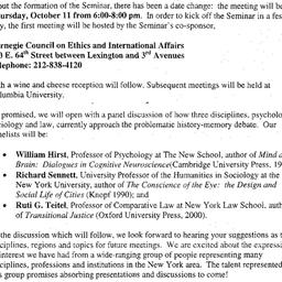 Announcements, 2001-10-11. ...