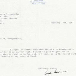 Letter from Leonide Massine...