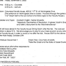 Announcements, 2000-11-03. ...