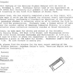 Announcements, 2004-11-04. ...