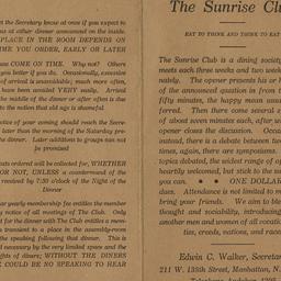 Sunrise Club Dining Society...