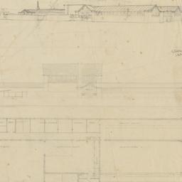 First floor plan, south ele...