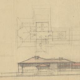 Two plans, elevation sketches