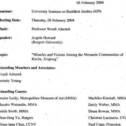 Minutes, 2004-02-05. Buddhi...
