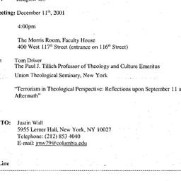 Announcements, 2001-12-11. ...