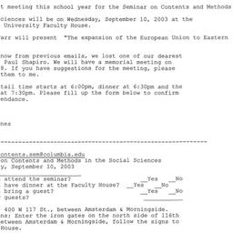 Announcements, 2003-09-03. ...