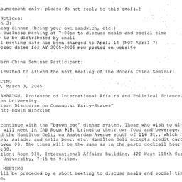 Announcements, 2005-03-03. ...