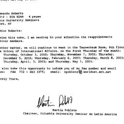 Correspondence, 2003-05-06....