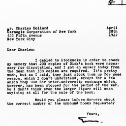 Letter from Gunnar Myrdal t...
